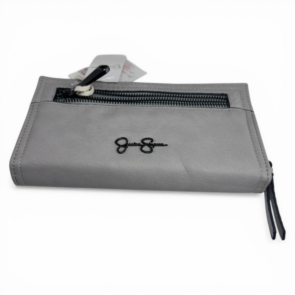 Jessica Simpson Wallet Womens Gray Fold Over Zip Organizer Card Case One Size